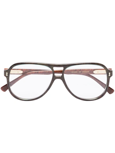 Gucci Pilot Frame Glasses In Brown
