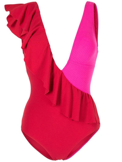 Duskii Claire Two-tone Swimsuit In Rot