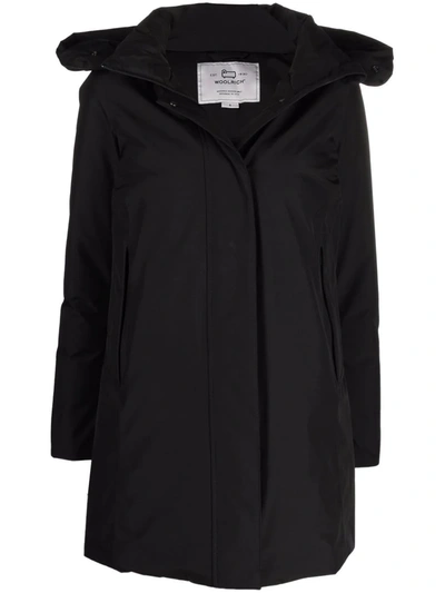 Woolrich Padded Zip-up Coat In Black
