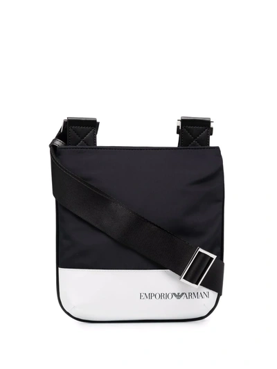 Emporio Armani Logo Print Messenger Bag In Blue