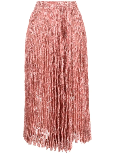 Ermanno Scervino Floral-lace Pleated Skirt In Rot