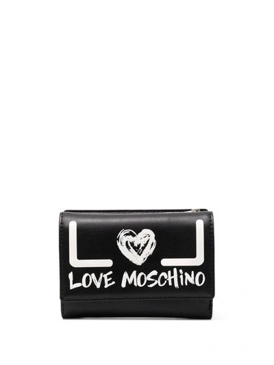 Love Moschino Logo印花三折钱包 In Schwarz