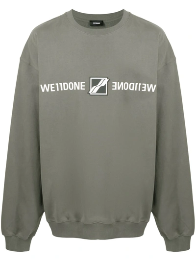 We11 Done Logo-print Sweatshirt In Grau
