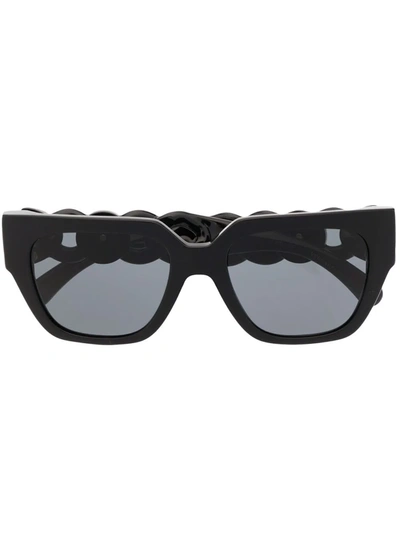 Versace Chain-arm Square-frame Sunglasses In Black