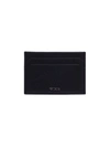 Tumi Nassau Leather Clip Card In Black Texture