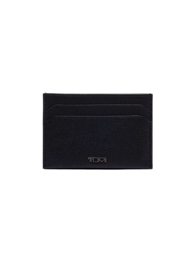 Tumi Nassau Leather Clip Card In Black Texture