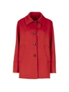 Les Copains Caban A-line Trapeze Coat In Rosso Camp
