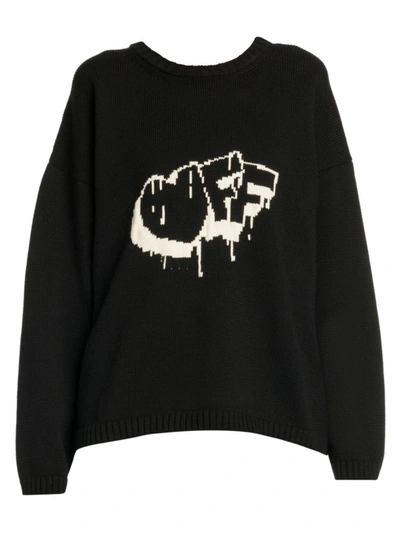 Off-white Front Off Knit Sweater In Black White