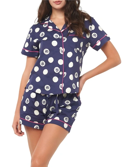 The Lazy Poet 2-piece Nina Tiger Dots Pajama Set In Blue Dots