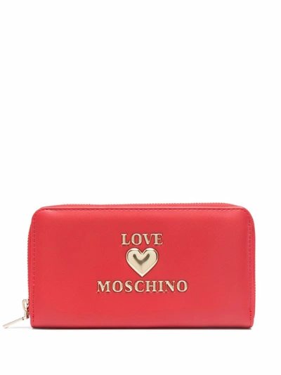Love Moschino Logo环绕式拉链钱包 In Rot