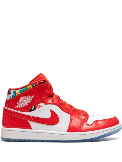 Jordan Air  1 Mid Se "barcelona Sweater" Sneakers In Red