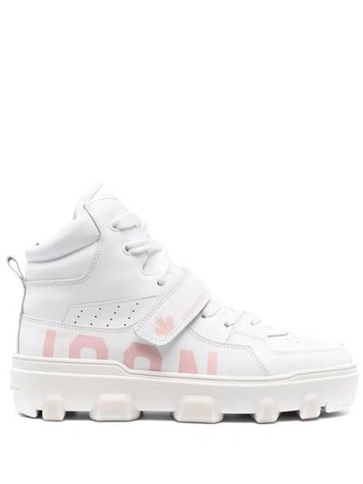 Dsquared2 30mm Icon Basket Leather Sneakers In White