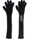Raf Simons Long Wool-blend Gloves In Schwarz