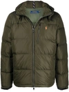 Polo Ralph Lauren Logo Embroidered Hooded Down Jacket In Grün