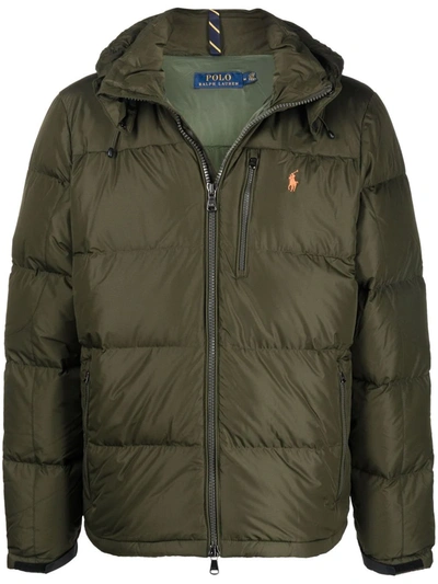 Polo Ralph Lauren Pony Logo Hooded Puffer Jacket In Green