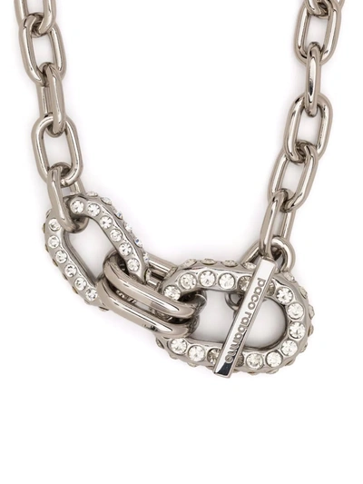 Paco Rabanne Xl Link Crystal Embellished Pendant Necklace In Silver