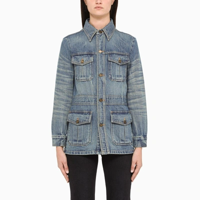 Saint Laurent Blue Denim Saharan Jacket