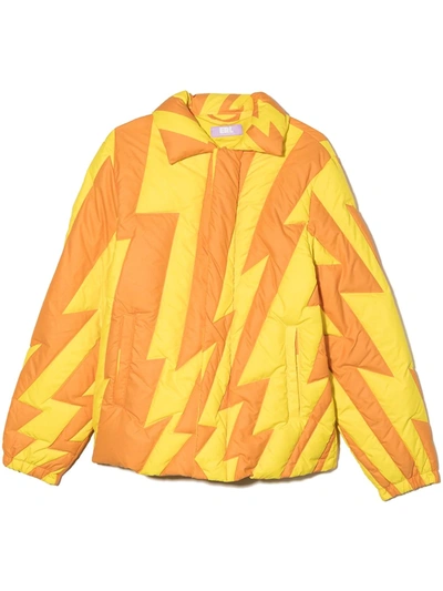 Erl Teen Lightning Quilted Puffer Jacket In Yellow