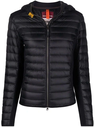 Parajumpers Round Neck Zip Padded Jacket In Black