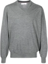 Brunello Cucinelli V-neck Wool-cashmere Jumper In Grey