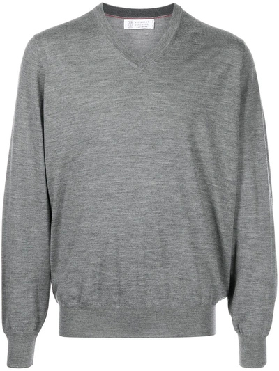 BRUNELLO CUCINELLI V-NECK WOOL-CASHMERE JUMPER
