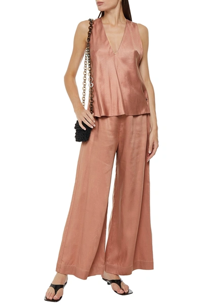 Bondi Born Lyocell-twill Wide-leg Pants In Antique Rose