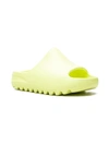 Adidas Originals Yeezy "glow Green" Slides In Yellow