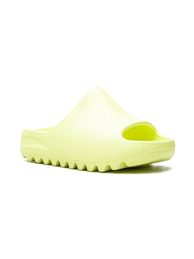 Adidas Originals Kids' Yeezy "glow Green" Slides In Glwgrn/glwgrn/glwgrn