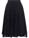 Thom Browne High-waisted Pleated Skirt In Blue