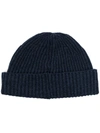 Brunello Cucinelli Ribbed Knit Cashmere Beanie In Blue