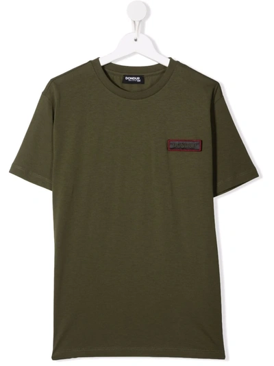 Dondup Kids' Embroidered Logo T-shirt In Green