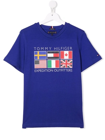 Tommy Hilfiger Junior Teen Flag Graphic T-shirt In Purple
