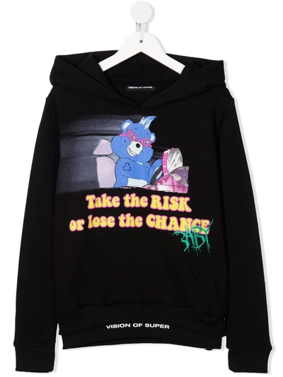 Vision Of Super Kids' Graphic-print Hoodie In Black