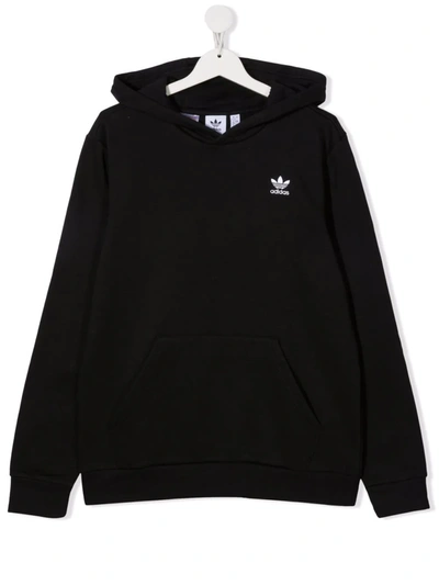Adidas Originals Teen Logo-embroidered Cotton Hoodie In Black
