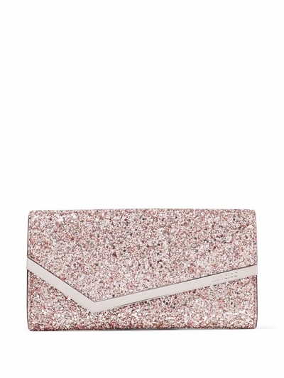 Jimmy Choo Emmie Glitter Embellished Clutch In Rose Mix