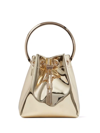 Jimmy Choo Bon Bon Metallic-effect Bucket Bag In Gold