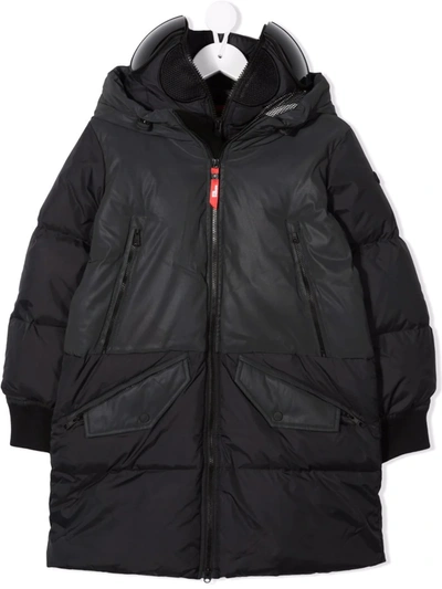 Ai Riders On The Storm Young Kids' Pompom Padded Coat In Black