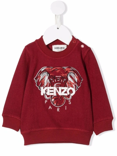 Kenzo Babies' Embroidered Cotton-blend Sweatshirt In Red