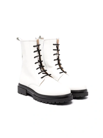 Florens Teen Lace-up Combat Boots In White