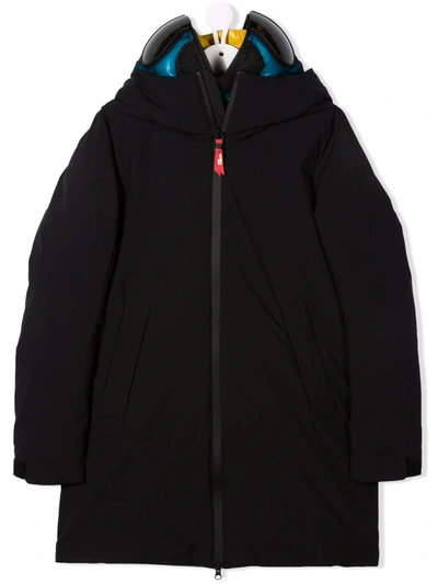 Ai Riders On The Storm Young Kids' Padded Hooded Coat In Black