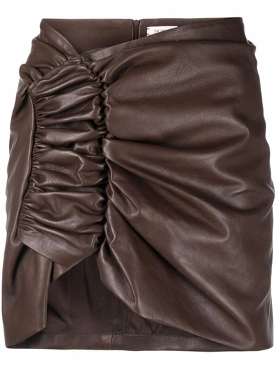 The Mannei Wishaw Ruched Mini Skirt In Brown