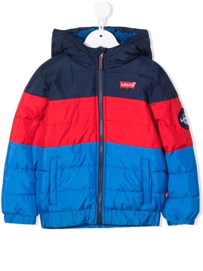 Levi's Kids' Striped Padded Jacket In Blue