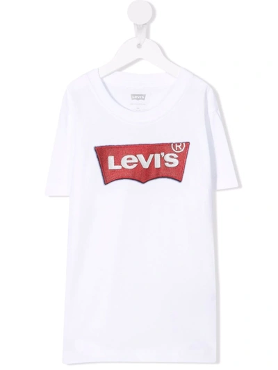 Levi's Kids' Longline Logo-print T-shirt In White
