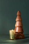 Anthropologie Wooden Tree Candle In Green