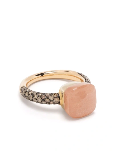 Pomellato 18kr Rose Gold Nudo Moonstone And Brown Diamond Ring In Braun