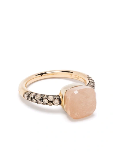 Pomellato 18kr Rose Gold Nudo Moonstone And Brown Diamond Ring In Braun