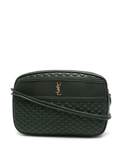 Saint Laurent Victoire Quilted-leather Cross-body Bag In Grün