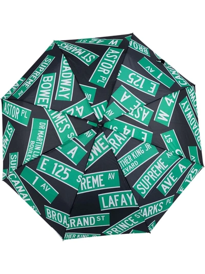 Supreme X Shedrain Street Signs Umbrella In Schwarz