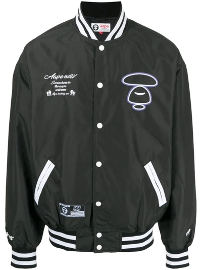 Aape By A Bathing Ape Logo-embroidered Bomber Jacket In Schwarz