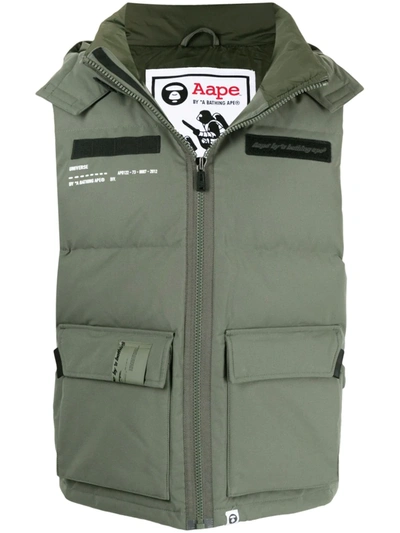 Aape By A Bathing Ape Zip-up Padded Gilet In Grün